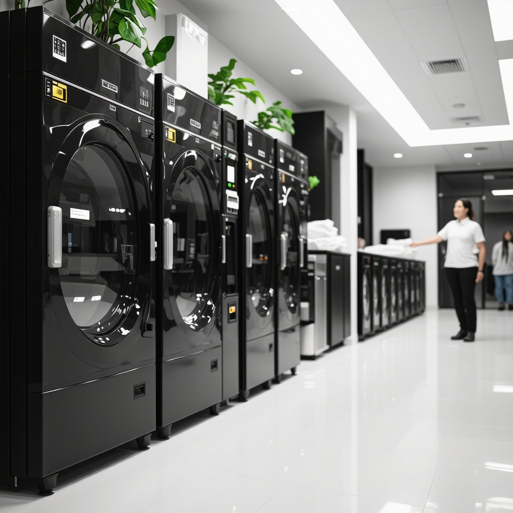 State-of-the-art dry cleaning machines and professionals handling garments in a sustainable dry cleaning facility in South Tampa