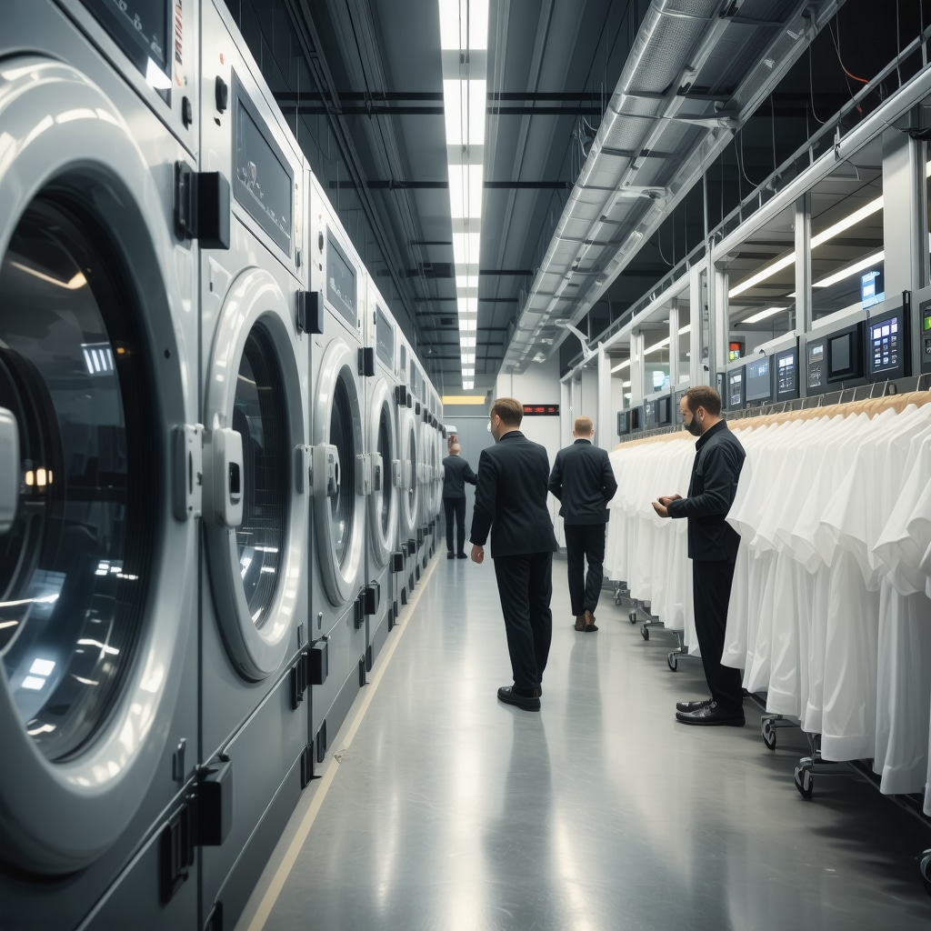 Technicians using advanced eco-friendly solvents and digital monitoring in dry cleaning of delicate fabrics in South Tampa