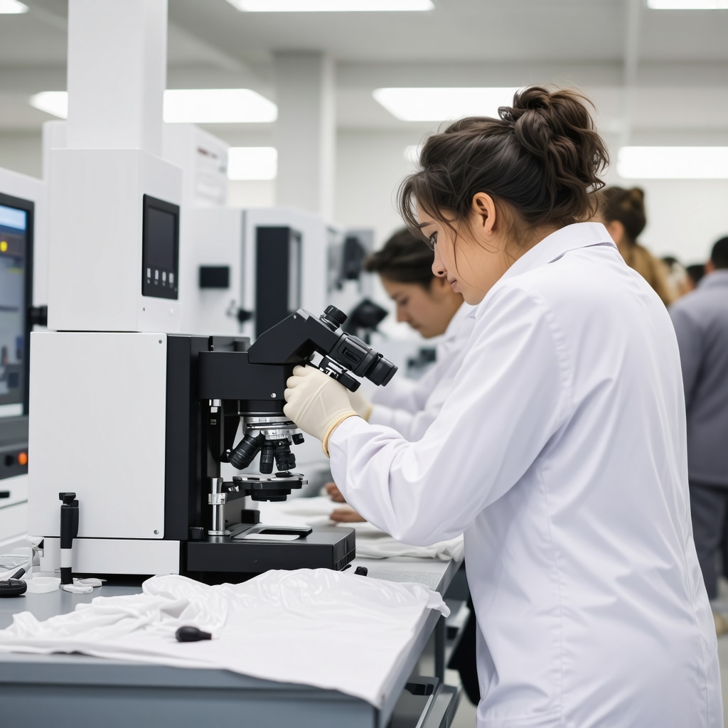 Textile scientists and advanced dry cleaning equipment in a modern Lutz facility