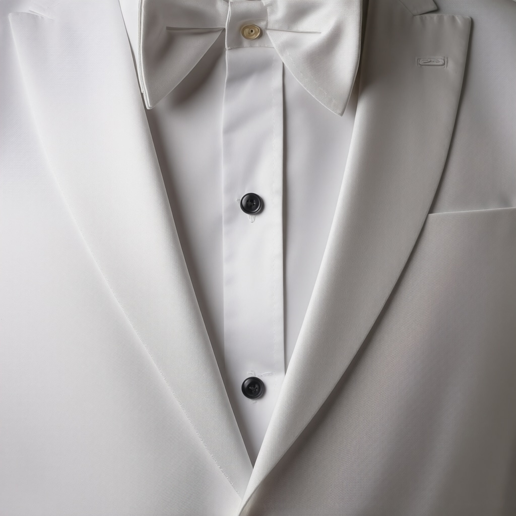 Close-up image of fine wool tuxedo fabric and satin lapel demonstrating texture and quality