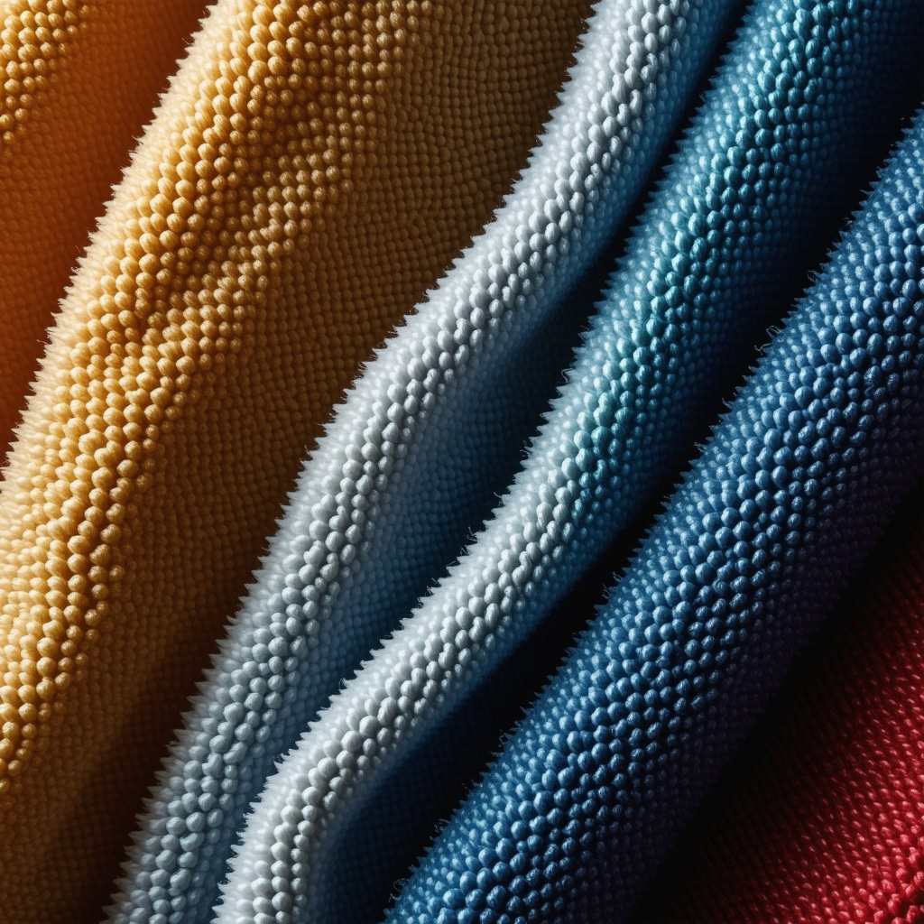 Microscopic image of textile fibers with nano-encapsulation coatings showcasing advanced garment care technology