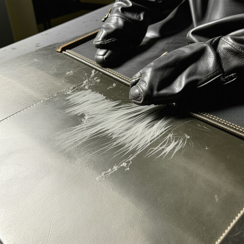 Ultrasonic cleaning technology applied to leather jacket in a professional leather care setting
