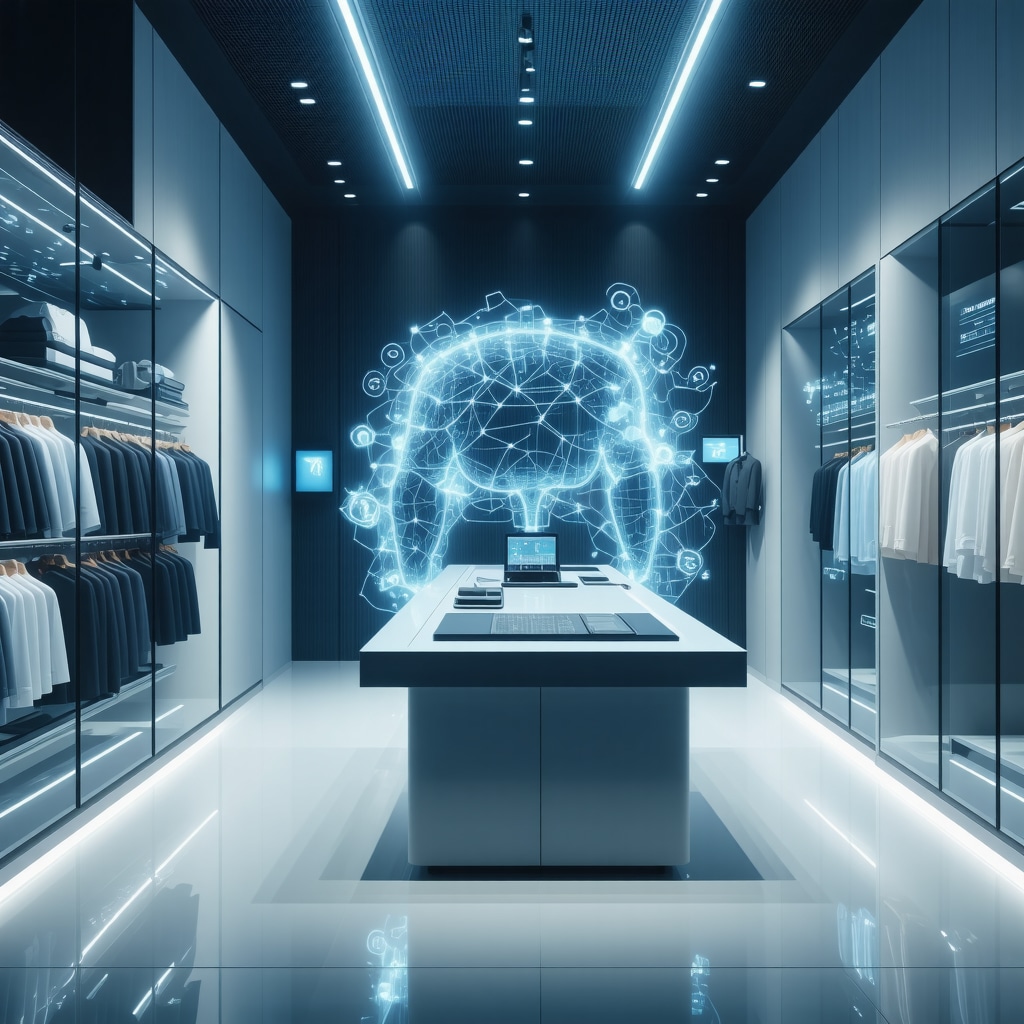 Laboratory scene with AI fabric diagnostics and nanotechnology applied to garment care