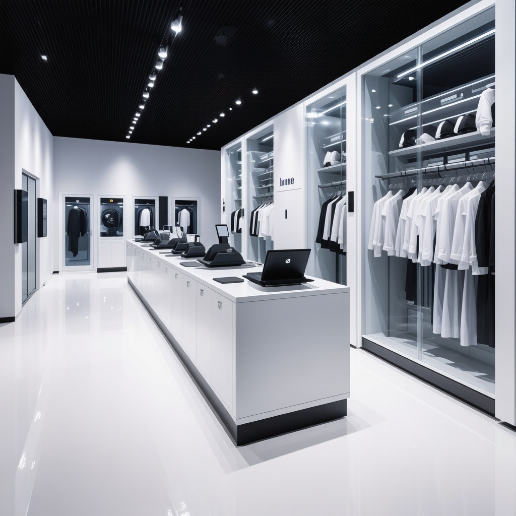 High-tech dry cleaning laboratory with AI fabric analyzers and enzymatic cleaning equipment