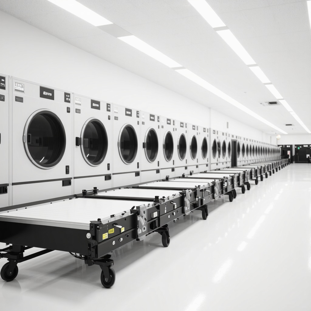 Interior of Tampa dry cleaning facility with AI stain detection and automated conveyors