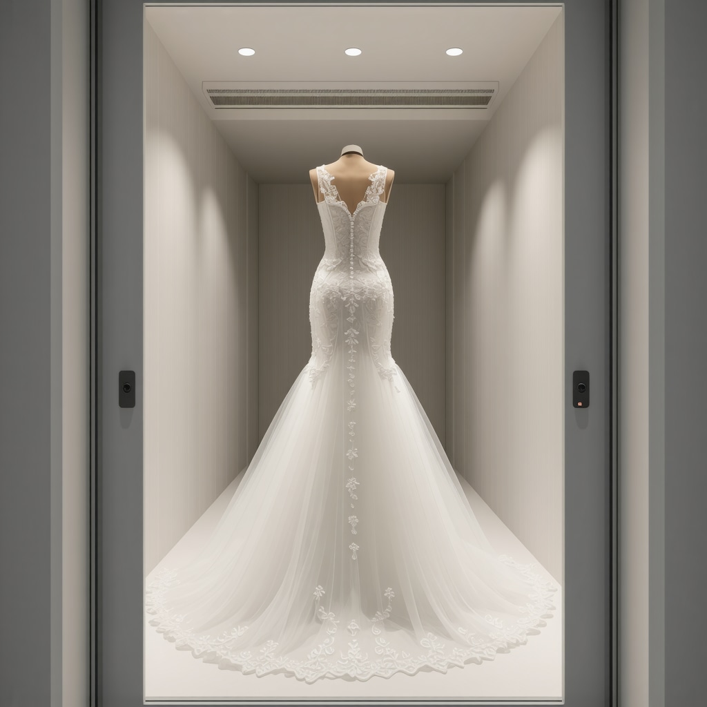 Climate-controlled storage container with sensors for bridal gown preservation