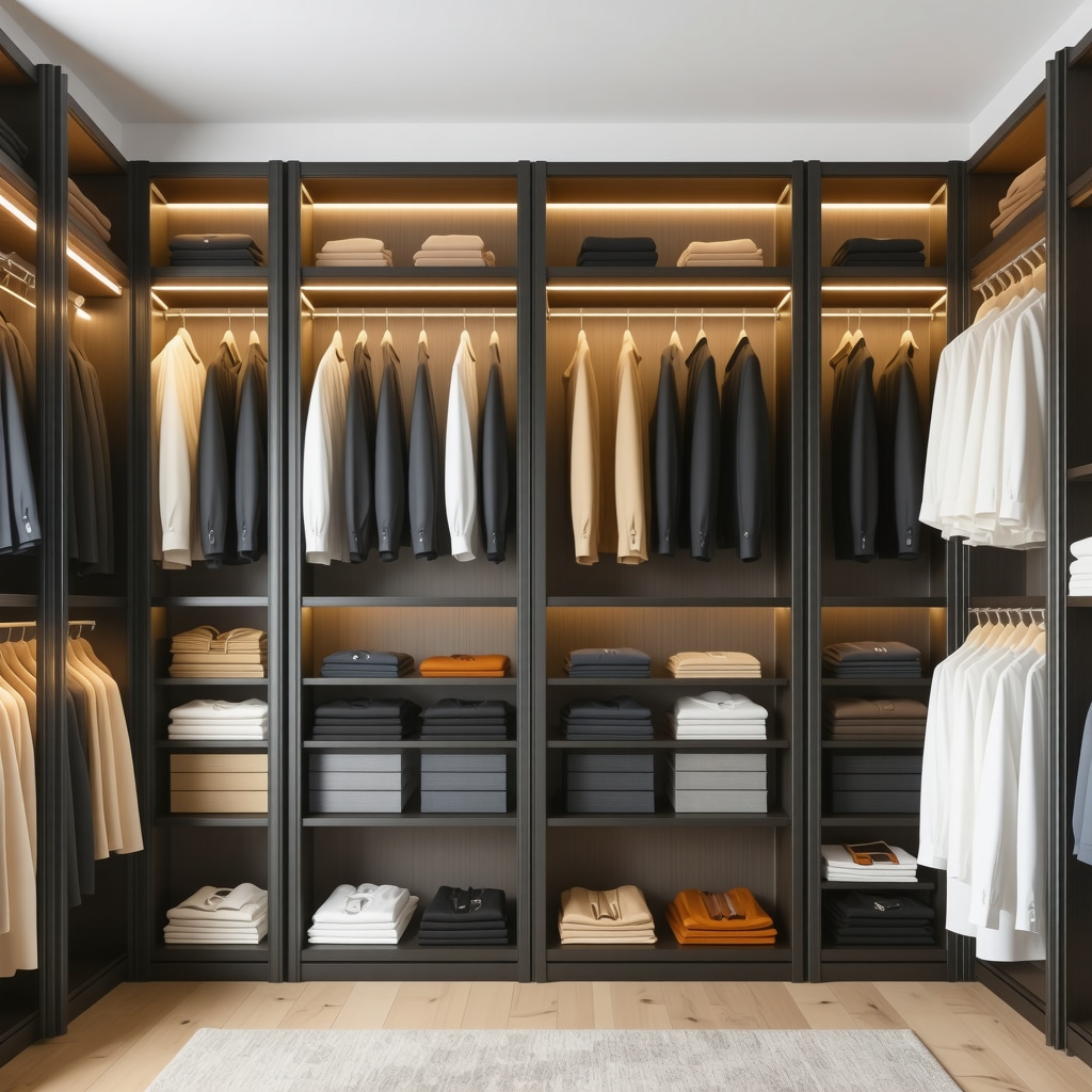 Modern climate-controlled silk garment storage with humidity sensors and UV protection in a South Tampa home closet