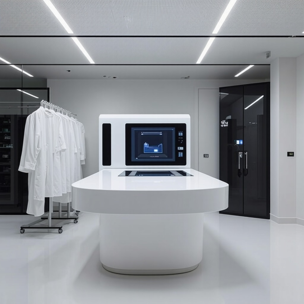 Laboratory with nanotechnology and robotic systems for textile care