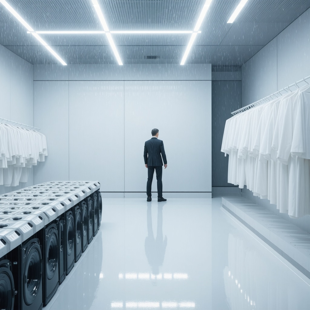 Robotic fabric handling and AI analysis in a modern dry cleaning facility in Lutz