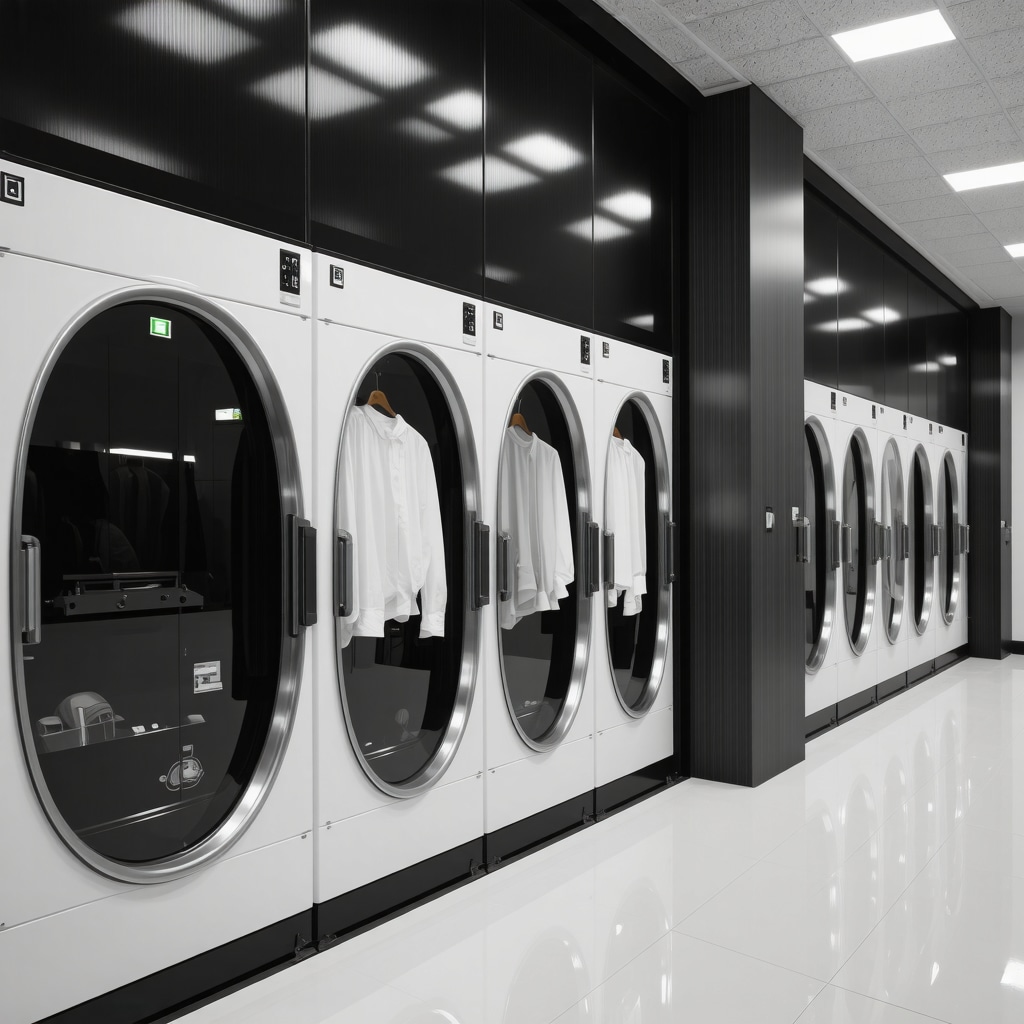 IoT sensors and AI technology integrated in eco-friendly dry cleaning process with protective packaging for delicate garments