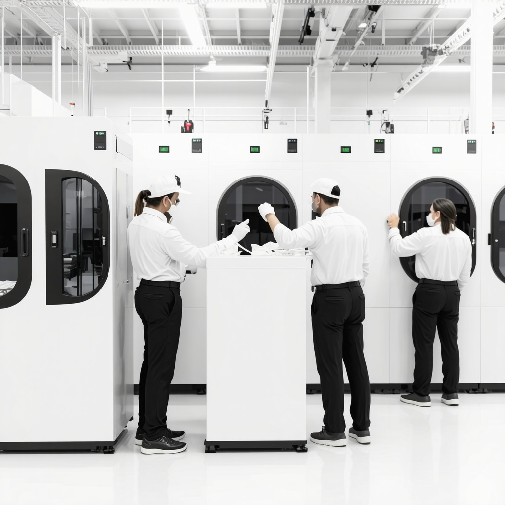 Modern dry cleaning machines using eco-friendly solvents and AI technology in a South Tampa facility