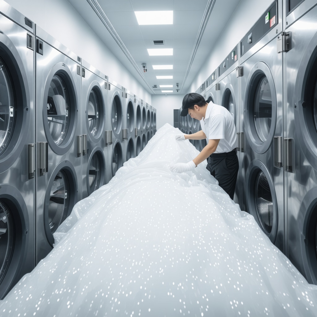 Technicians handling delicate fabrics with modern eco-friendly dry cleaning machines in Tampa