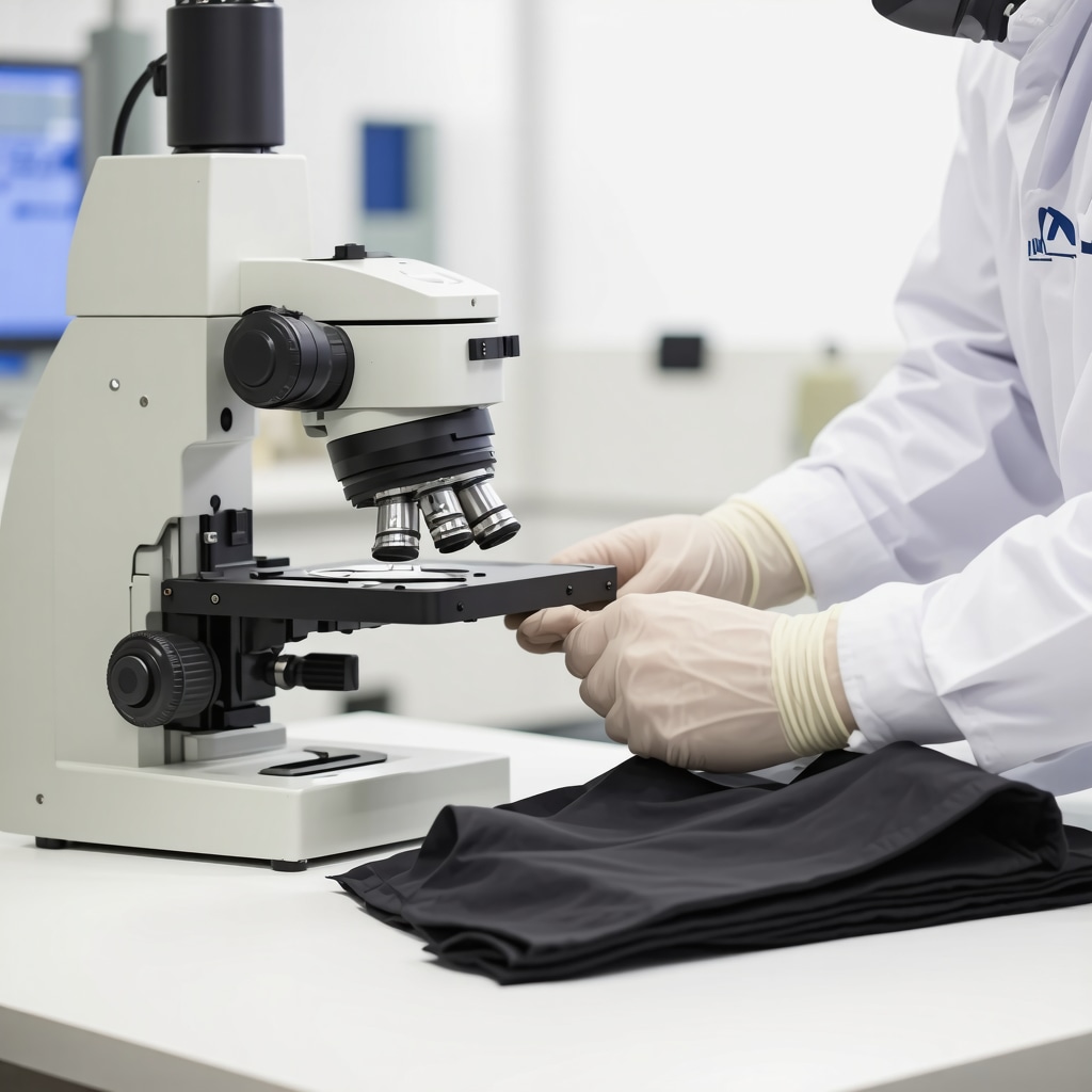 Technician performing microscopic fabric analysis at Tampa dry cleaner