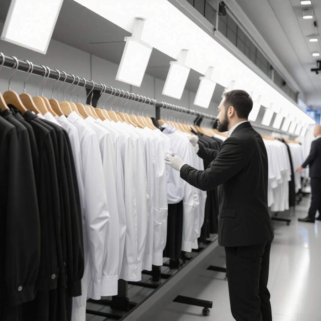 Technicians using high-tech diagnostic tools to analyze garments for tailored dry cleaning in Trinity