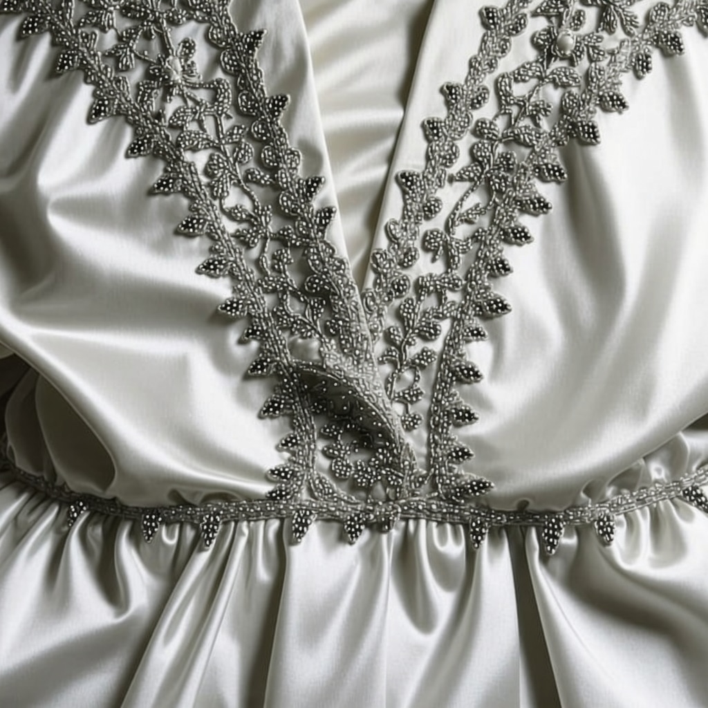 Vintage silk garment being restored with laser cleaning and nanotech in a conservation lab