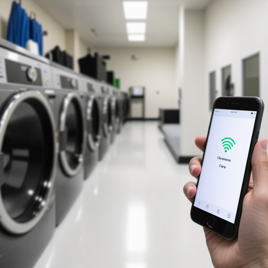 Modern dry cleaning facility with ozone treatment and smart textile monitoring