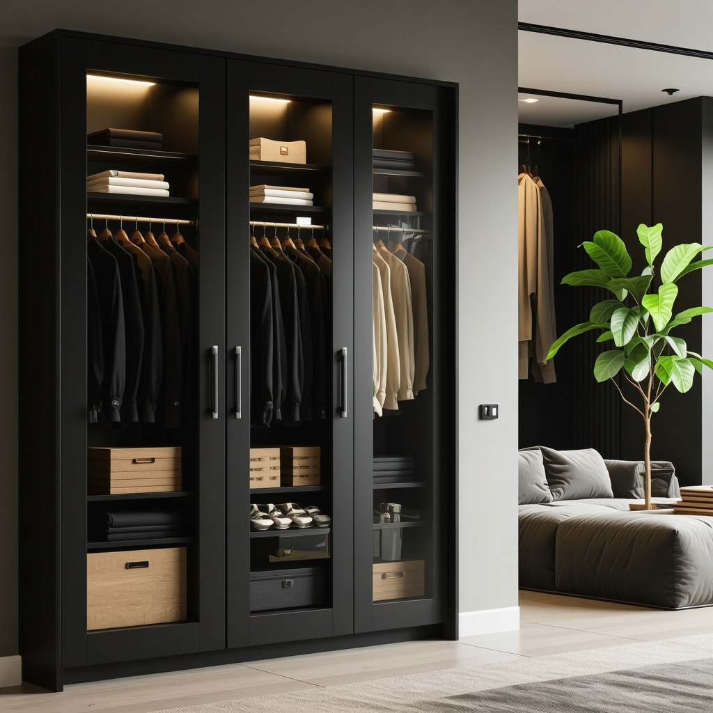 High-tech suede storage cabinet with humidity and temperature sensors for fabric preservation