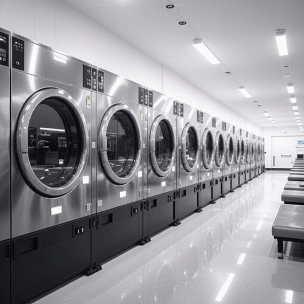Dry cleaning facility with ultrasonic and IoT technology cleaning comforters
