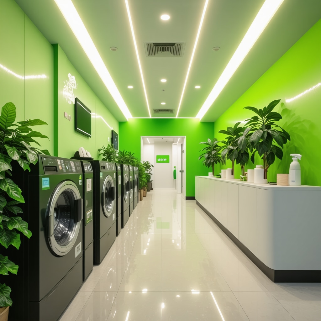 Modern eco-friendly dry cleaning machines using liquid CO2 and sensor automation in a clean facility