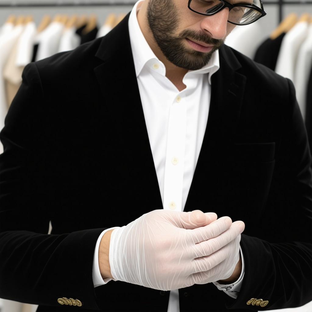 Professional applying nanotechnology water repellent coating to a suede jacket in Tampa dry cleaning shop