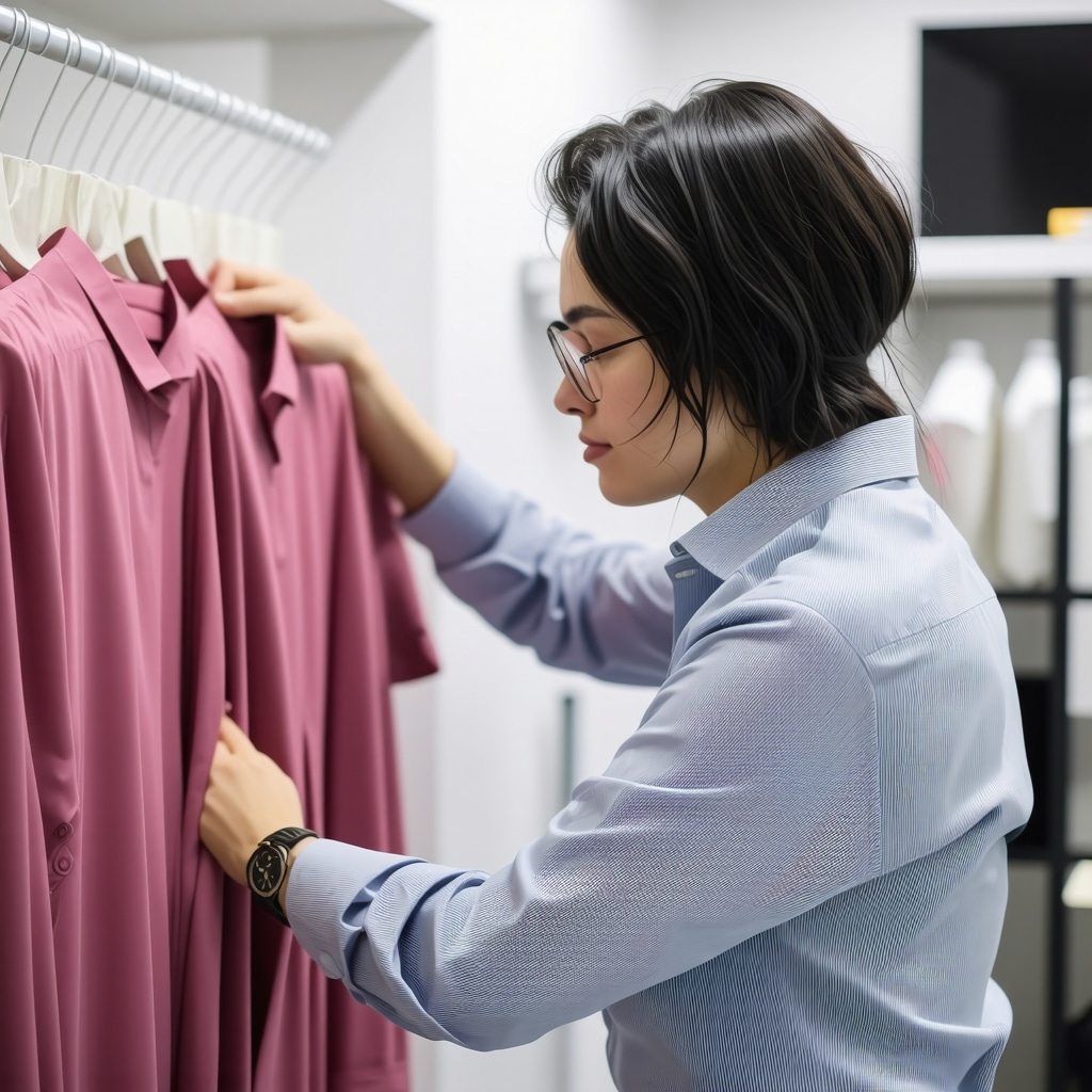 Professional dry cleaner examining silk blouse using advanced eco-friendly cleaning technology in South Tampa