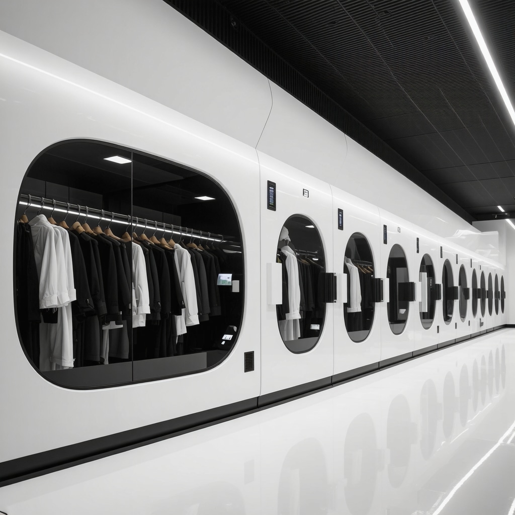 AI-powered dry cleaning machines with IoT garment sensors and eco-friendly solvent processing in Tampa