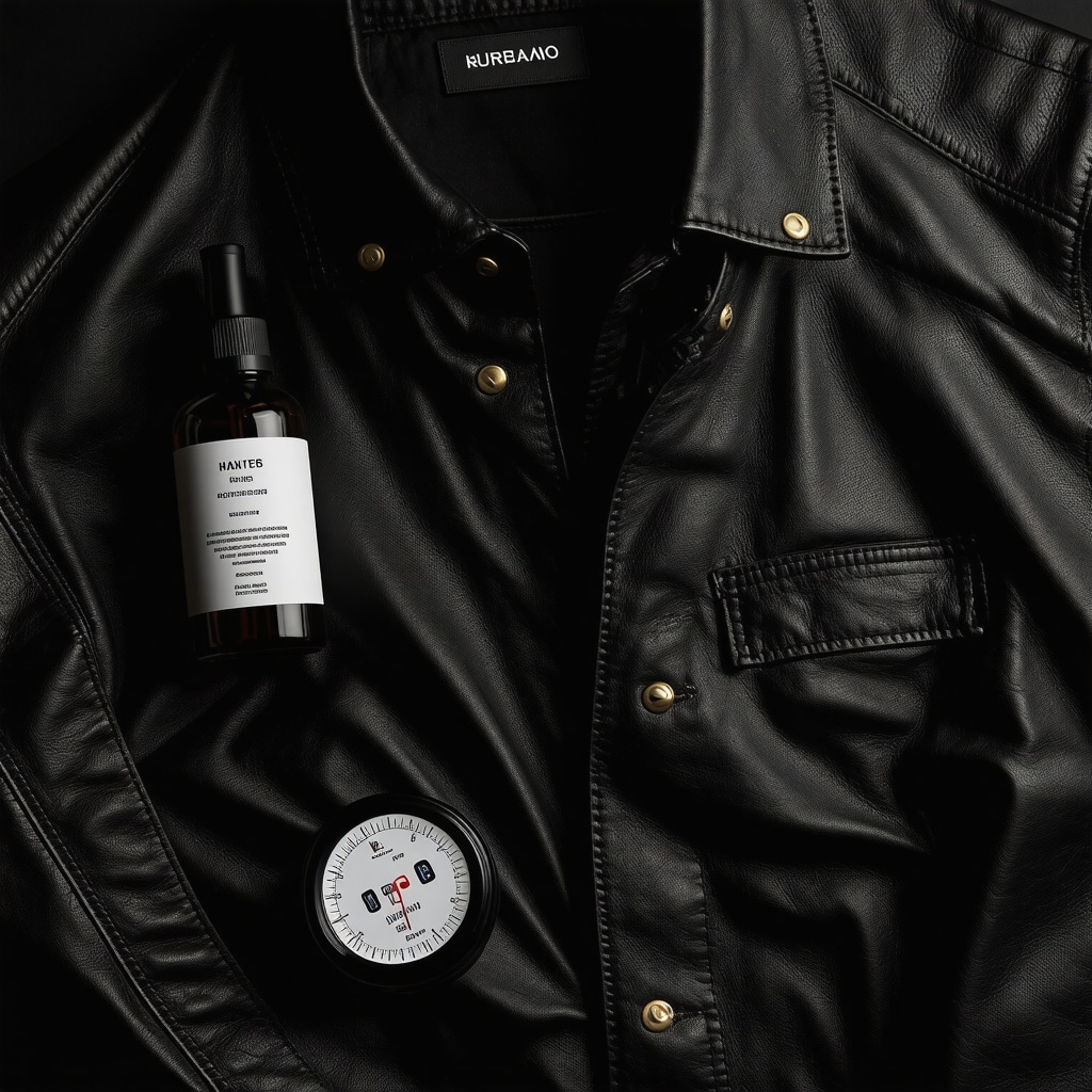Advanced leather jacket care setup with nano-emulsified conditioners and humidity sensors