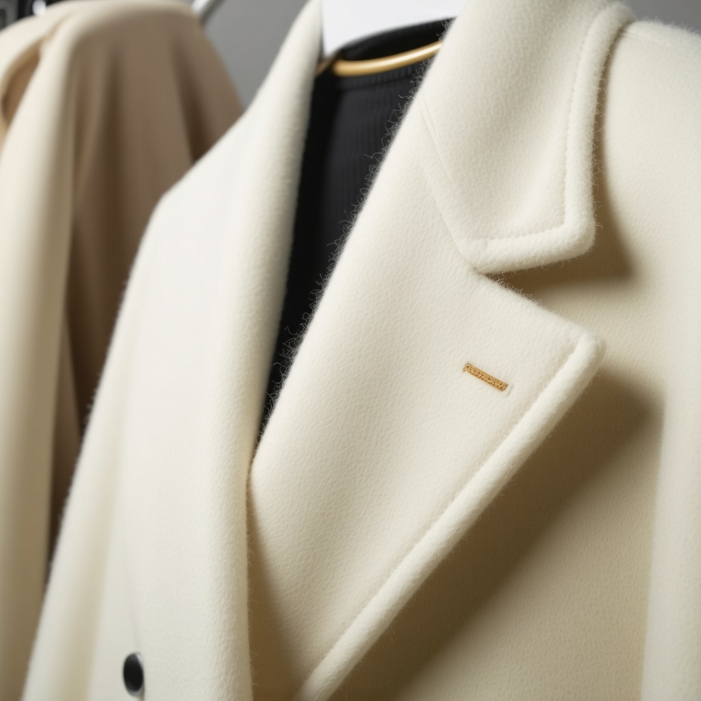 Close-up image showing application of nanotechnology hydrophobic coating on wool coat fabric