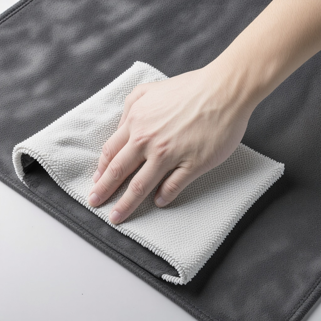 Suede fabric close-up with nanotechnology coating application in professional cleaning setting