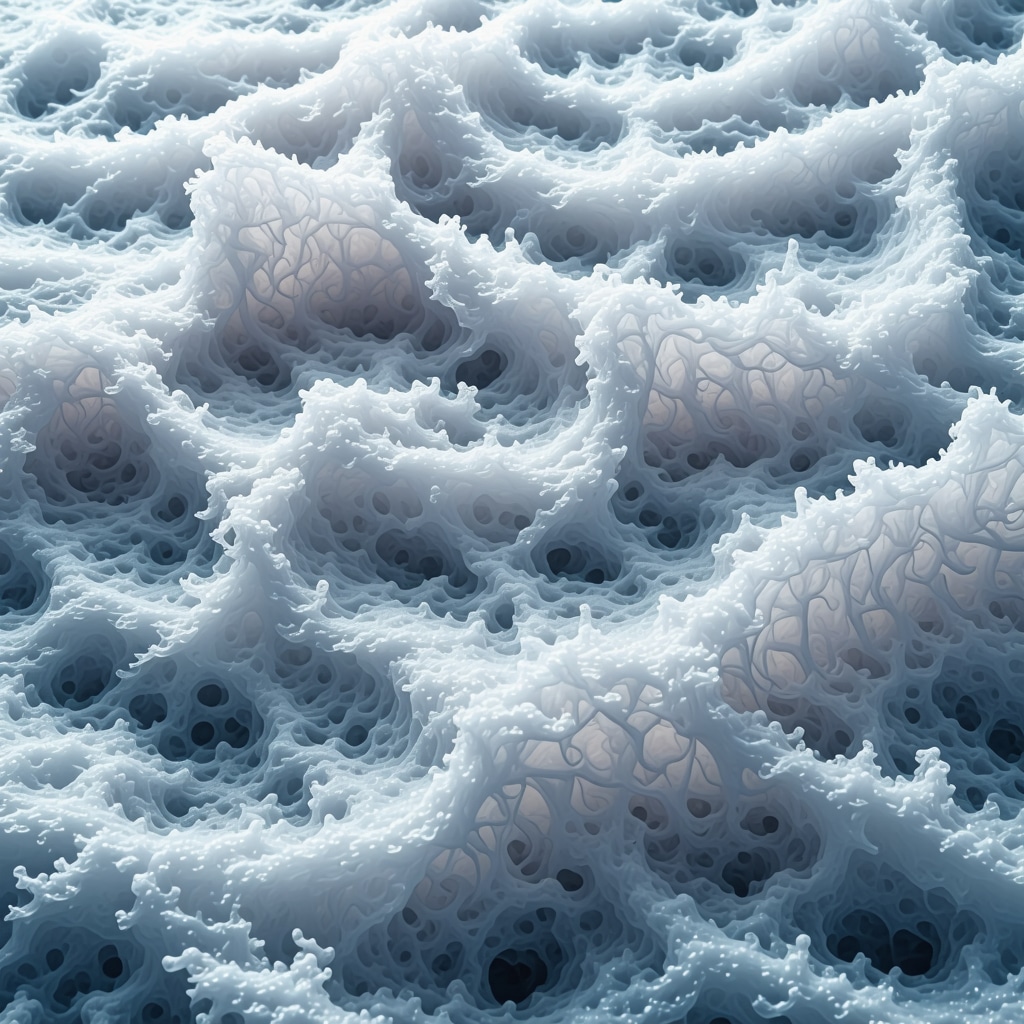 Close-up of textile fibers treated with nanotechnology showcasing water and oil resistance