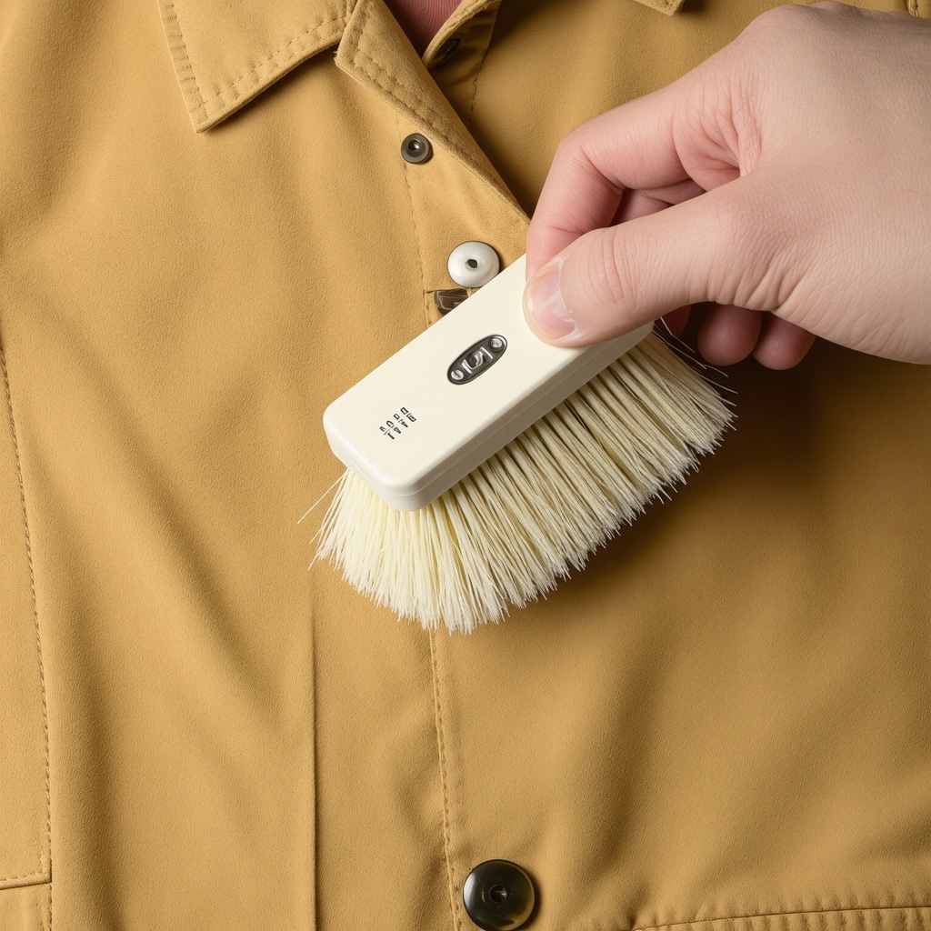 Close-up of suede jacket being gently brushed by a professional in South Tampa