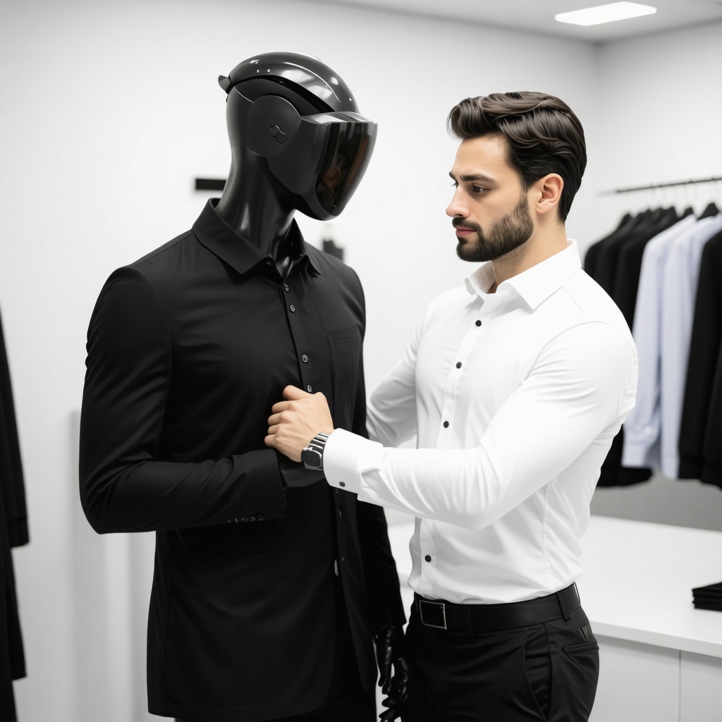 Tailor performing 3D body scanning on client wearing athletic fabric in Lutz tailoring service