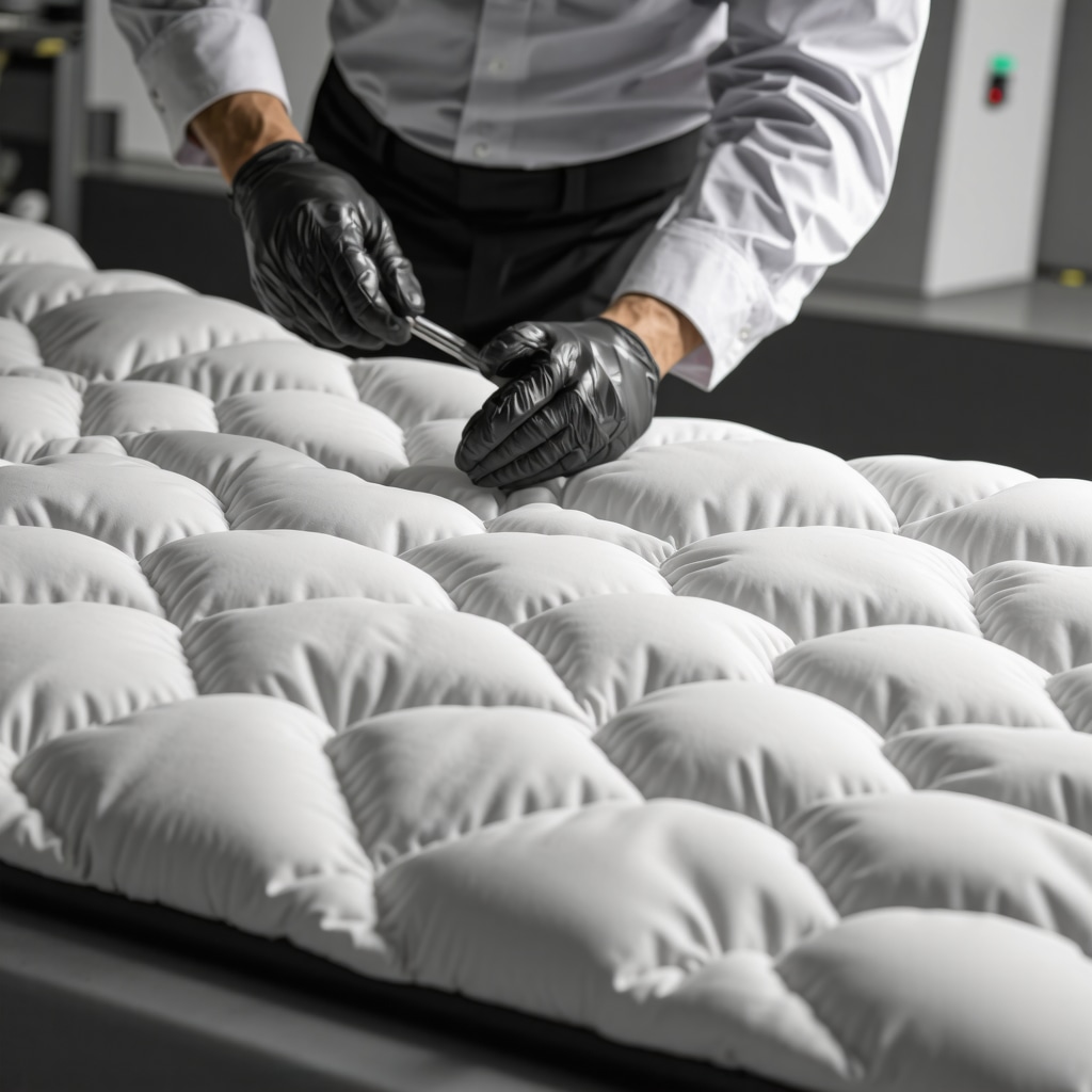 Professional cleaning technician using ultrasonic equipment on down comforter in South Tampa