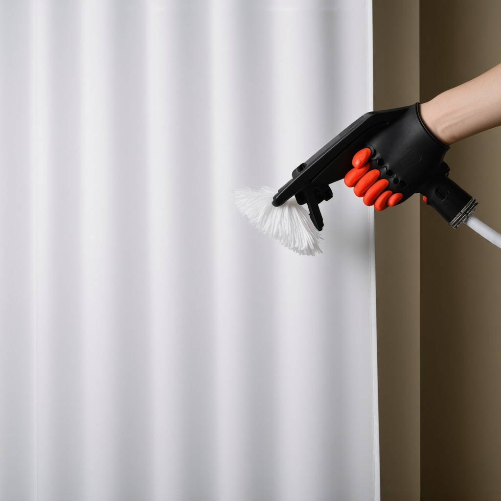 Professional technician using eco-friendly solvents for delicate curtain cleaning, showcasing advanced techniques