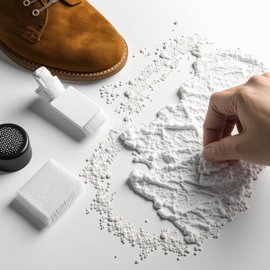 Professional suede cleaning with eco-friendly products and tools.