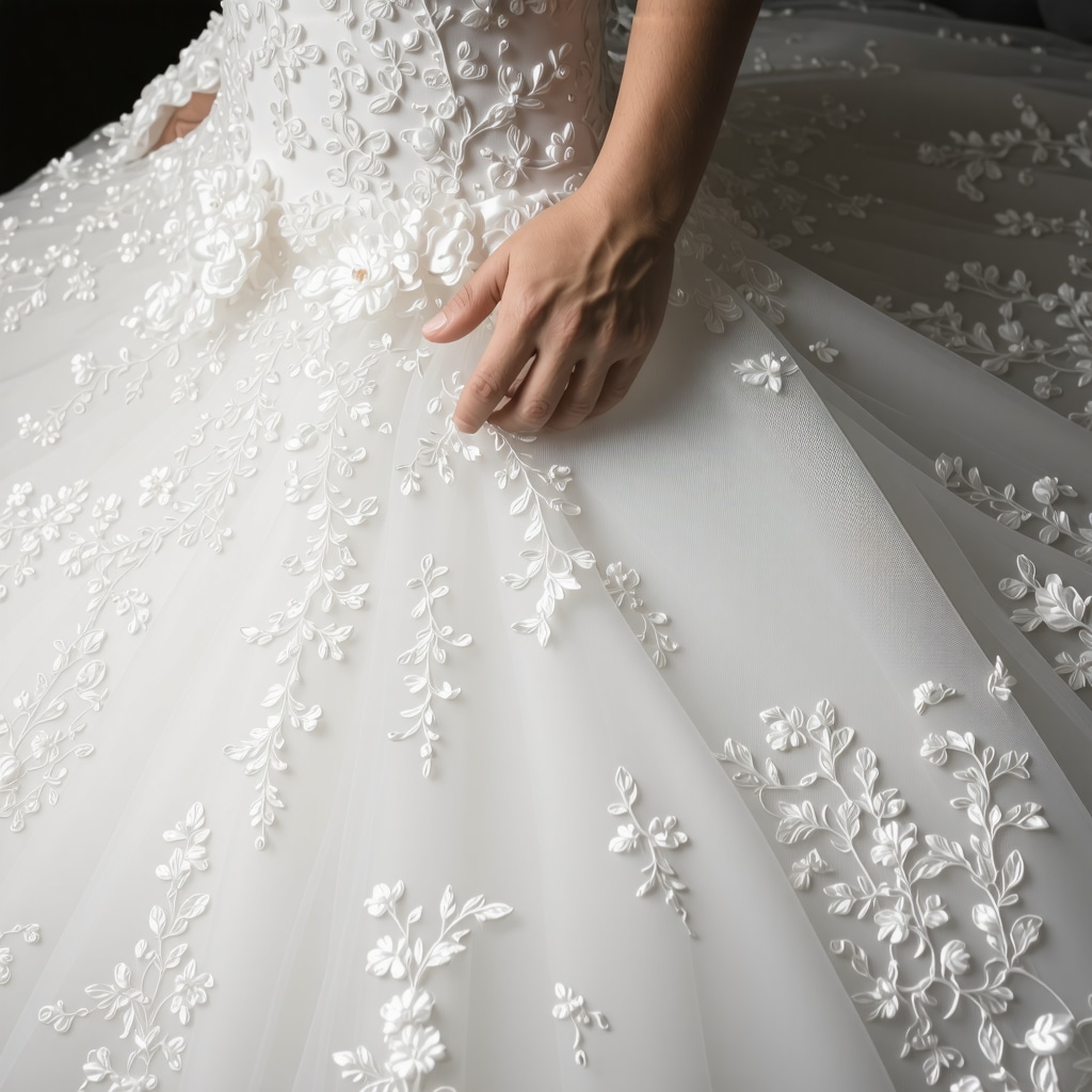 Professional wedding gown preservation process with archival materials and controlled environment
