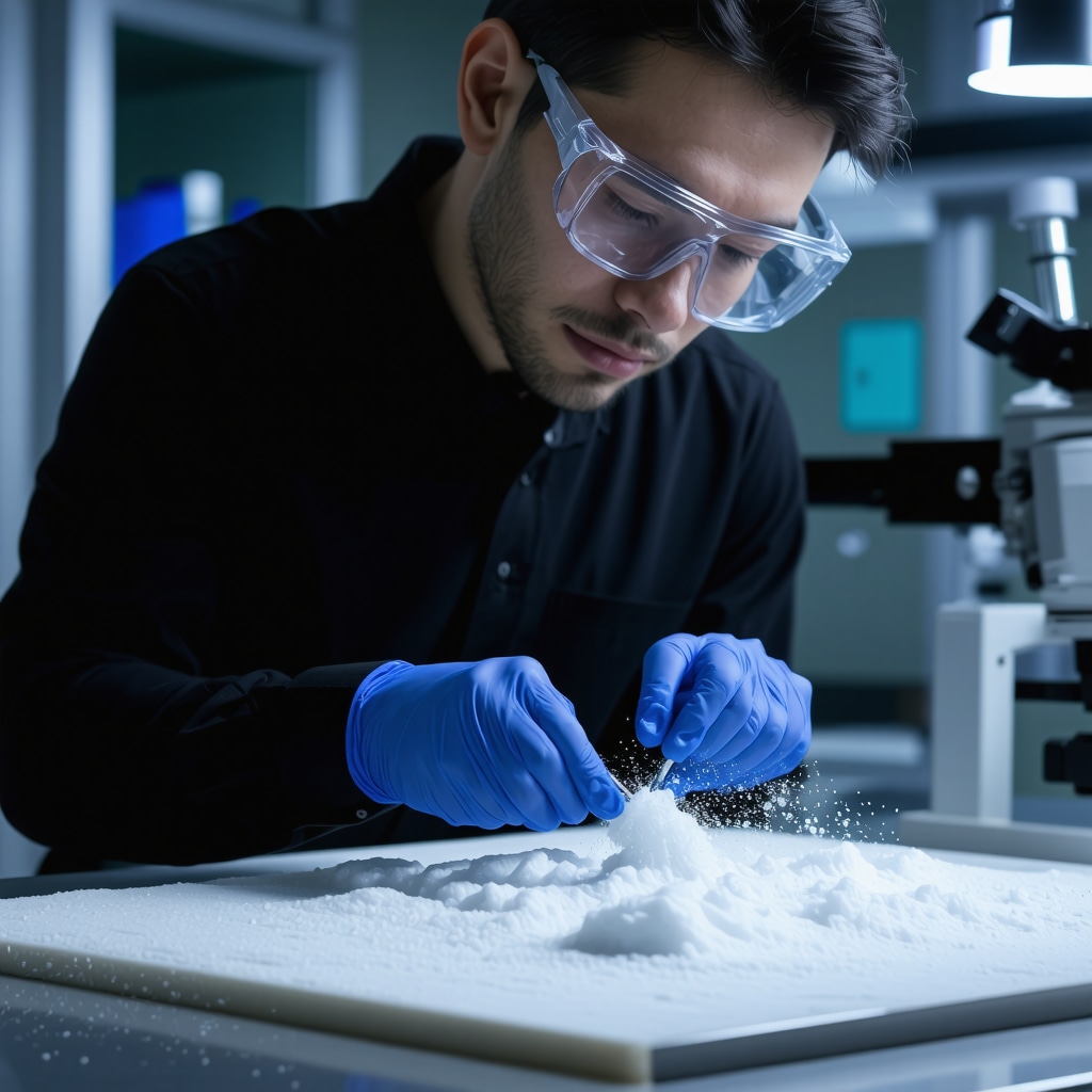 Researcher working on enzyme development in a lab for eco-friendly dry cleaning