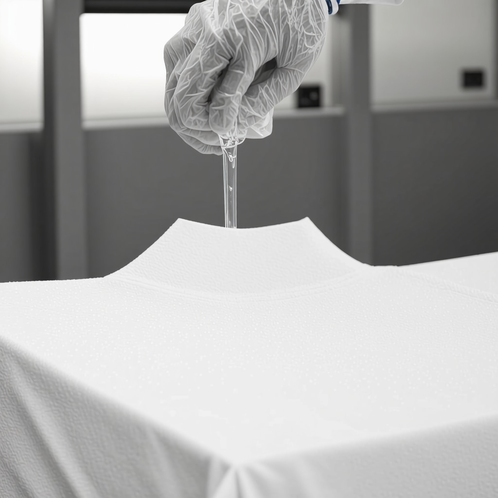 A modern eco-friendly dry cleaning machine applying biodegradable solvents to delicate fabrics.