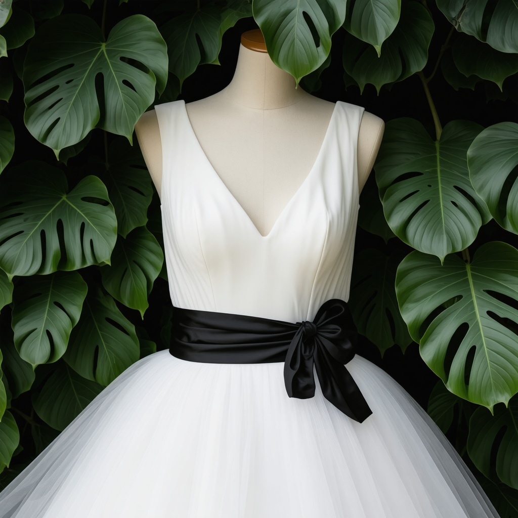 Wedding gown preserved with eco-friendly methods amidst Tampa's greenery