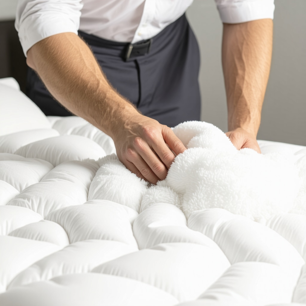 Professional dry cleaner carefully cleaning a down comforter with eco-friendly methods