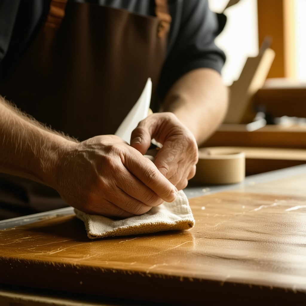 Professional applying leather conditioner to a jacket to preserve its flexibility and appearance