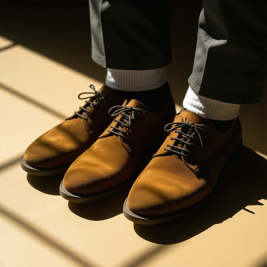 Beautiful suede shoes and jacket maintained by professional cleaners in Trinity.