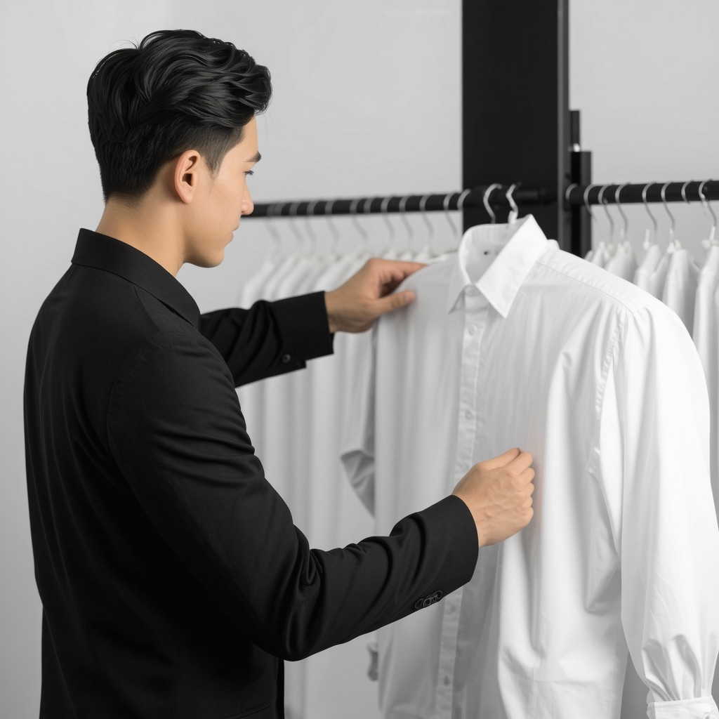 Dry cleaner handling uniforms with advanced equipment in Trinity