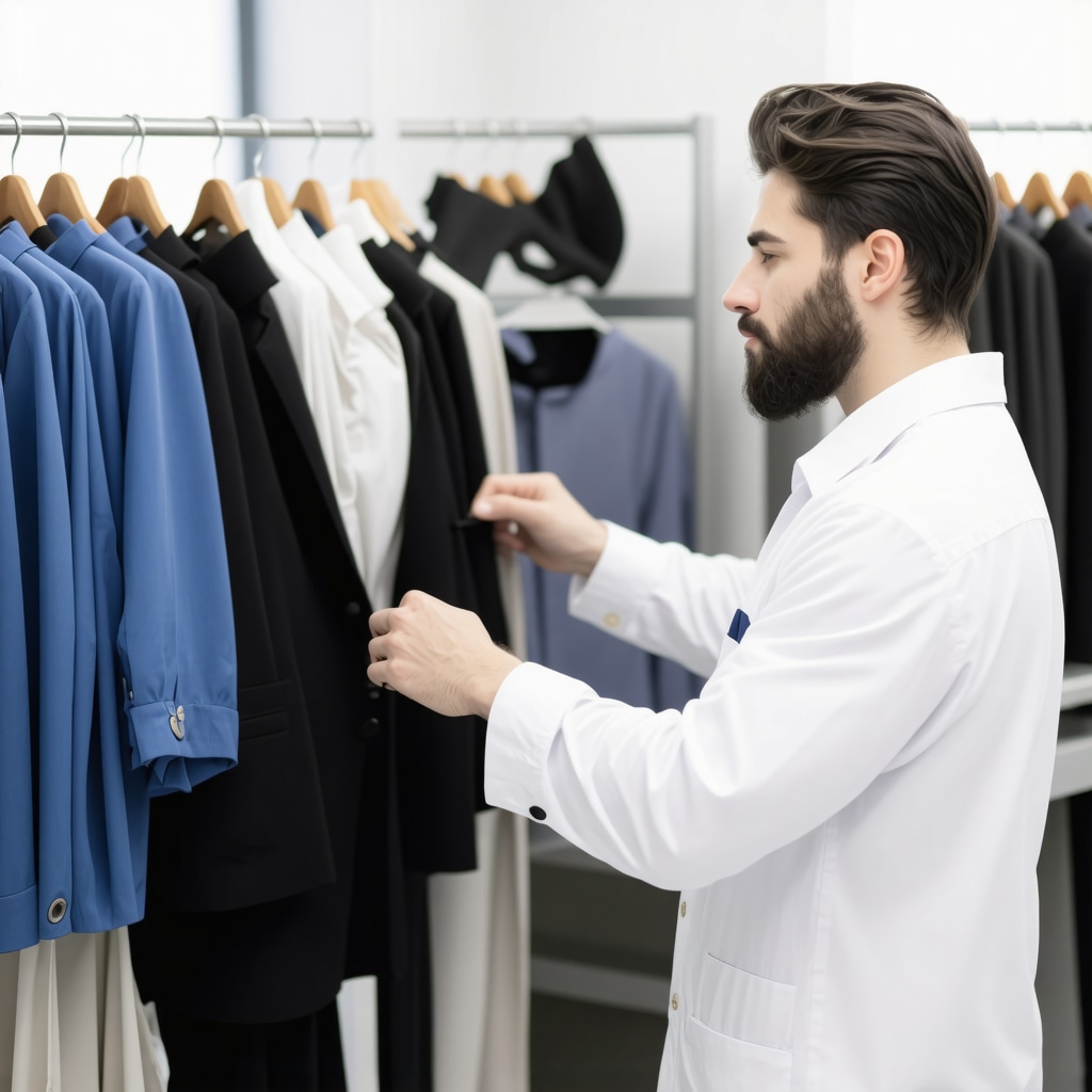 Dry cleaner preparing clothes with care and attention for quick turnaround service.