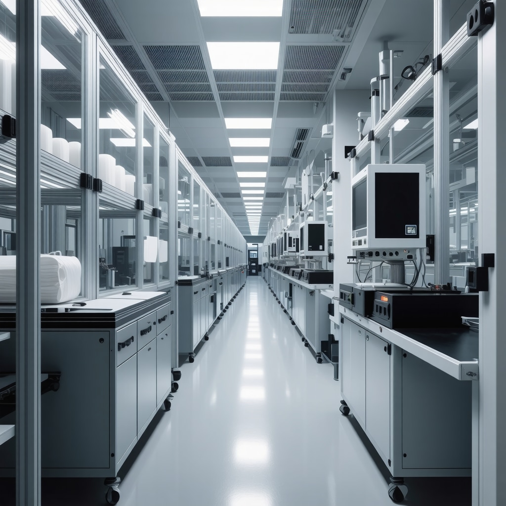 Interior of a textile preservation lab with imaging and climate control for wedding dress care.