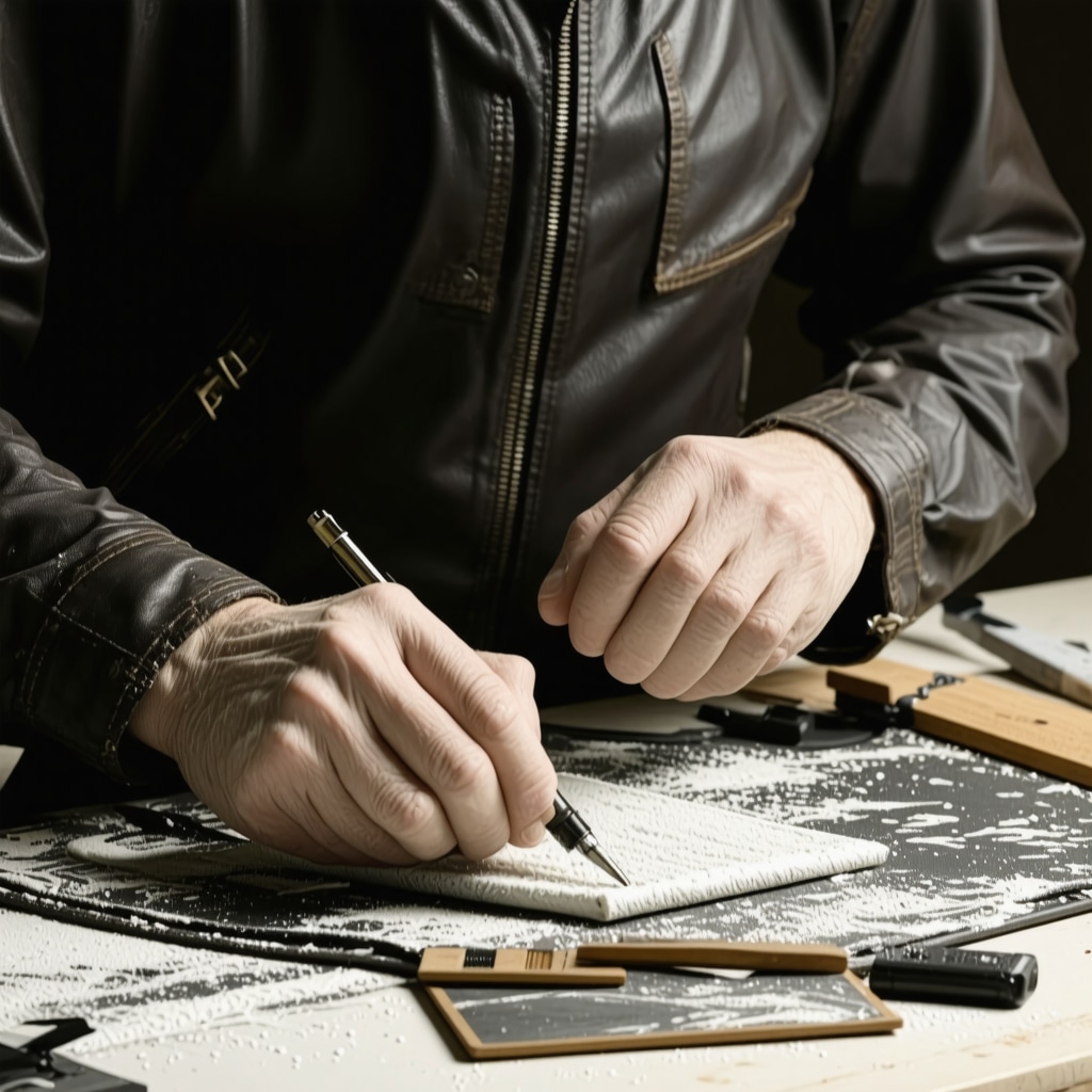Technician cleaning a leather jacket with eco-friendly methods.