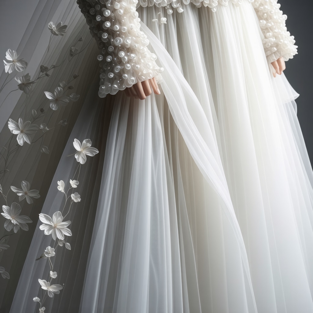 Microscopic view of nanocoatings on wedding dress fabrics for advanced preservation