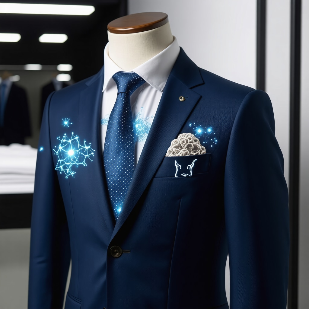 Modern suit fabric with nanotechnology protective layer illustration in a Tampa dry cleaning shop