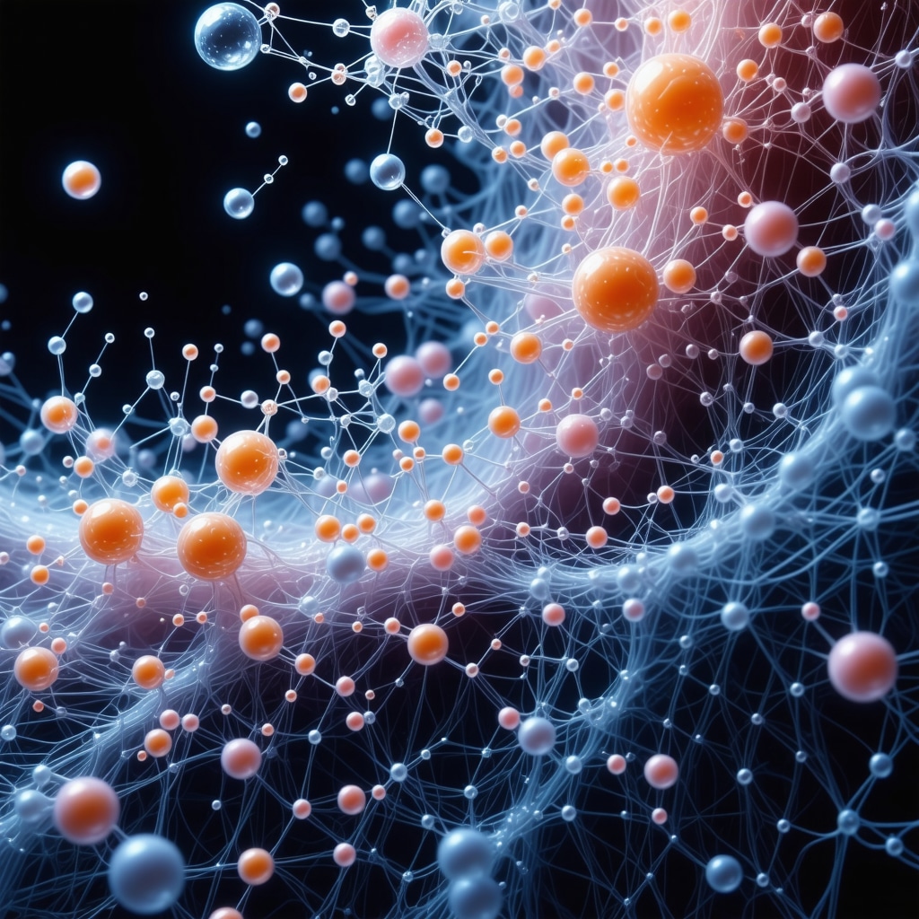 Scientific visualization of nanoparticles interacting with textiles during eco-friendly cleaning process.