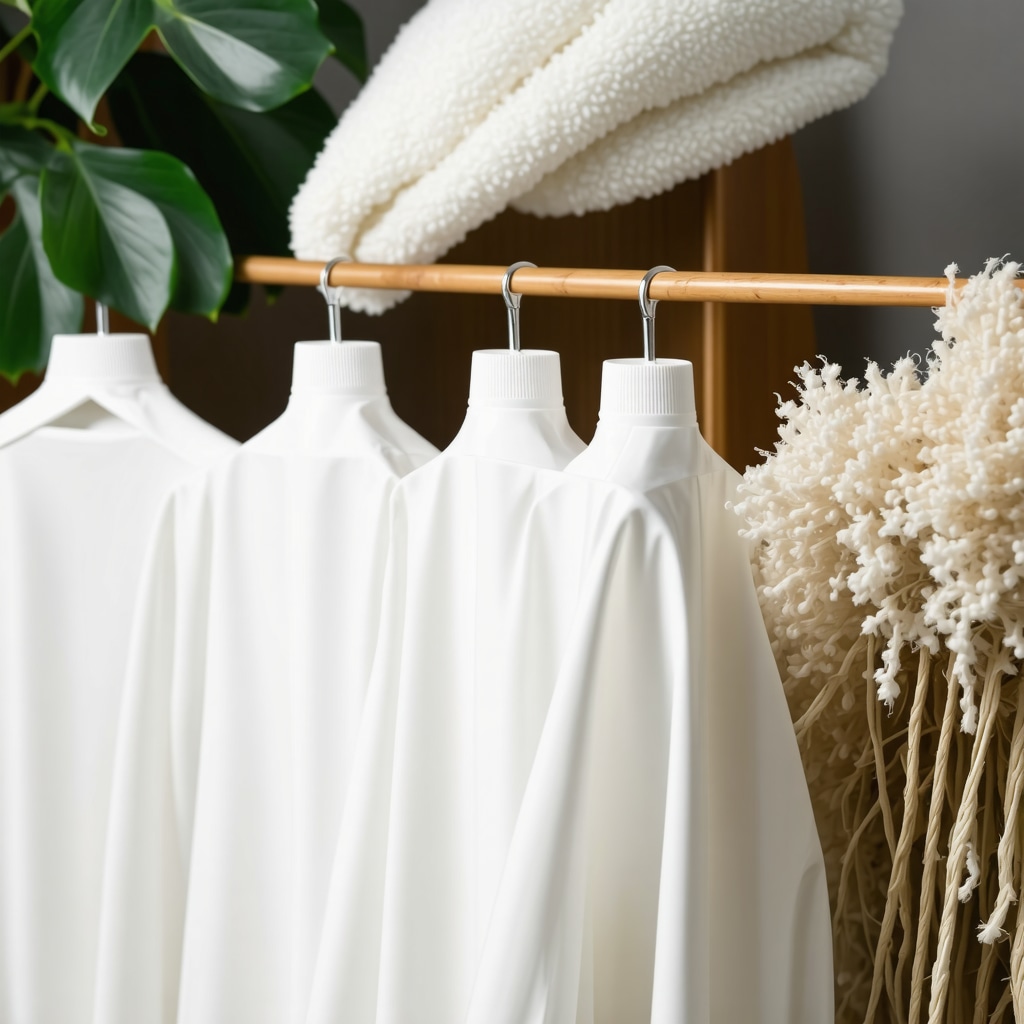 Close-up of eco-friendly organic dry cleaning solvents cleaning delicate silk and wool fabrics